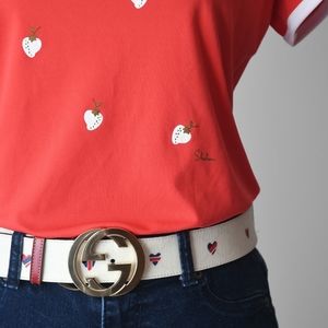 Gucci Interlocking G Heart GG Belt Wide ~ RARE